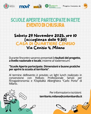 29 novembre: Scuole Aperte Partecipate in Rete - l\'evento finale di Milano
